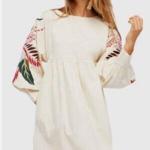 Free People Cotton Mini Dress with Embellished Sleeves